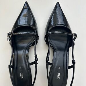 zara black kitten heels